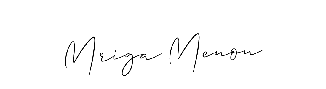 Also we have Mriga Menon name is the best signature style. Create professional handwritten signature collection using Allison_Script autograph style. Mriga Menon signature style 2 images and pictures png