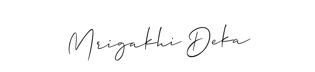 Make a beautiful signature design for name Mrigakhi Deka. With this signature (Allison_Script) style, you can create a handwritten signature for free. Mrigakhi Deka signature style 2 images and pictures png
