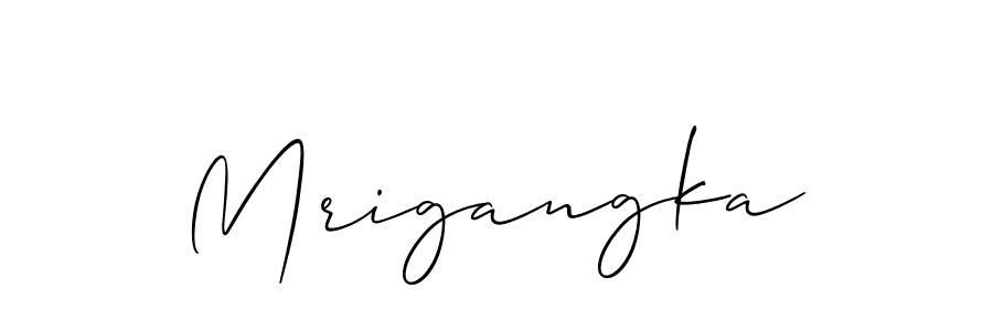 Make a beautiful signature design for name Mrigangka. With this signature (Allison_Script) style, you can create a handwritten signature for free. Mrigangka signature style 2 images and pictures png