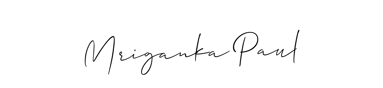 How to make Mriganka Paul name signature. Use Allison_Script style for creating short signs online. This is the latest handwritten sign. Mriganka Paul signature style 2 images and pictures png