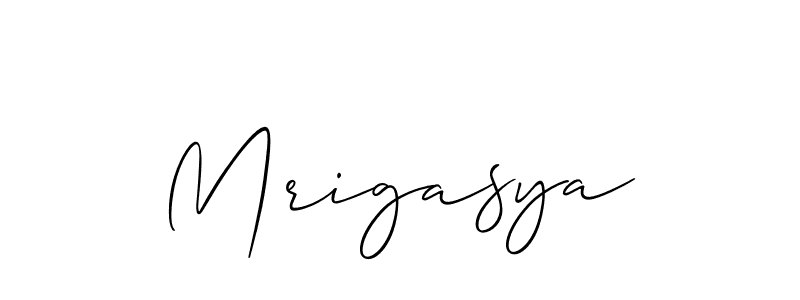 Create a beautiful signature design for name Mrigasya. With this signature (Allison_Script) fonts, you can make a handwritten signature for free. Mrigasya signature style 2 images and pictures png