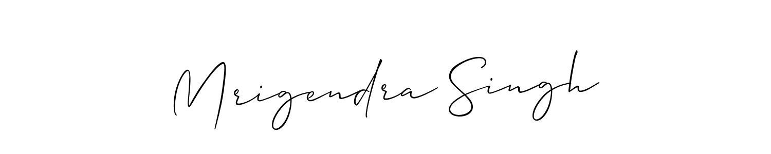 How to make Mrigendra Singh name signature. Use Allison_Script style for creating short signs online. This is the latest handwritten sign. Mrigendra Singh signature style 2 images and pictures png
