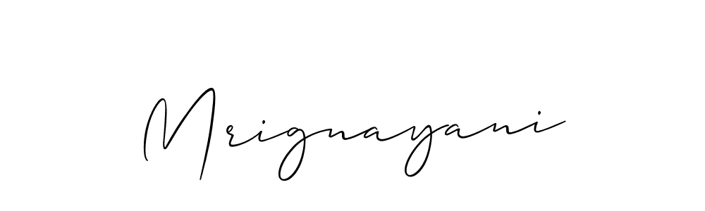 Also You can easily find your signature by using the search form. We will create Mrignayani name handwritten signature images for you free of cost using Allison_Script sign style. Mrignayani signature style 2 images and pictures png