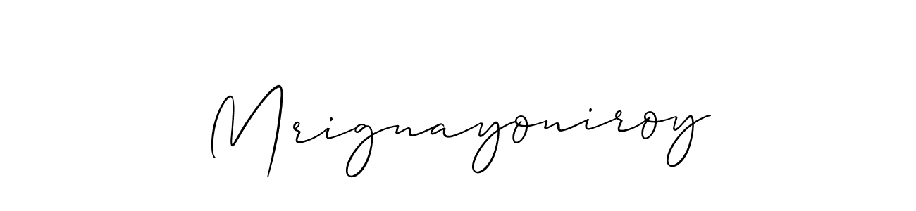Mrignayoniroy stylish signature style. Best Handwritten Sign (Allison_Script) for my name. Handwritten Signature Collection Ideas for my name Mrignayoniroy. Mrignayoniroy signature style 2 images and pictures png