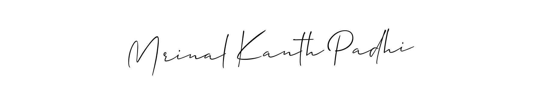 The best way (Allison_Script) to make a short signature is to pick only two or three words in your name. The name Mrinal Kanth Padhi include a total of six letters. For converting this name. Mrinal Kanth Padhi signature style 2 images and pictures png