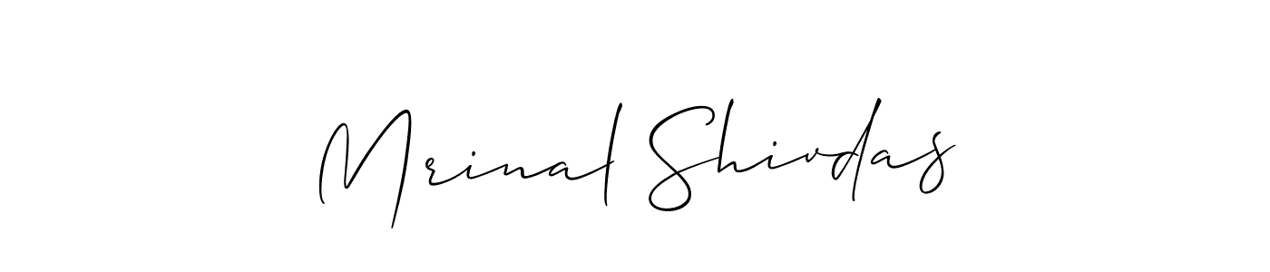You should practise on your own different ways (Allison_Script) to write your name (Mrinal Shivdas) in signature. don't let someone else do it for you. Mrinal Shivdas signature style 2 images and pictures png