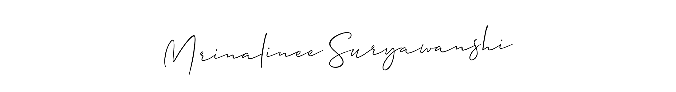 This is the best signature style for the Mrinalinee Suryawanshi name. Also you like these signature font (Allison_Script). Mix name signature. Mrinalinee Suryawanshi signature style 2 images and pictures png