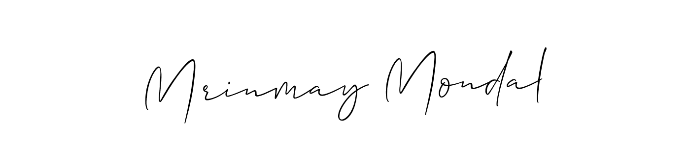 The best way (Allison_Script) to make a short signature is to pick only two or three words in your name. The name Mrinmay Mondal include a total of six letters. For converting this name. Mrinmay Mondal signature style 2 images and pictures png