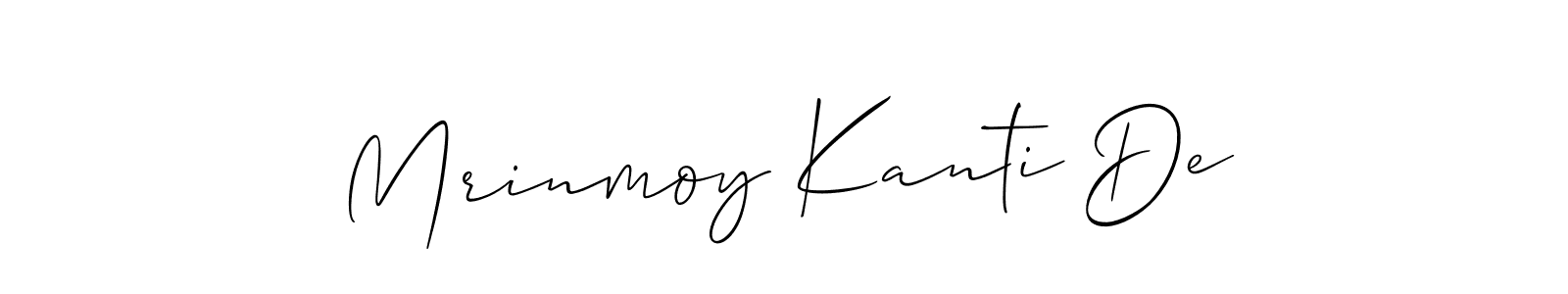 Create a beautiful signature design for name Mrinmoy Kanti De. With this signature (Allison_Script) fonts, you can make a handwritten signature for free. Mrinmoy Kanti De signature style 2 images and pictures png