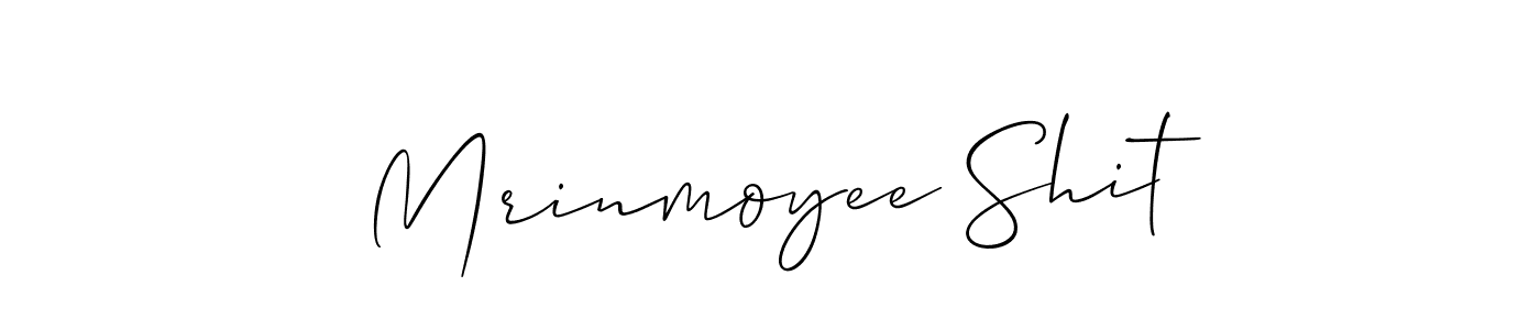 Also You can easily find your signature by using the search form. We will create Mrinmoyee Shit name handwritten signature images for you free of cost using Allison_Script sign style. Mrinmoyee Shit signature style 2 images and pictures png