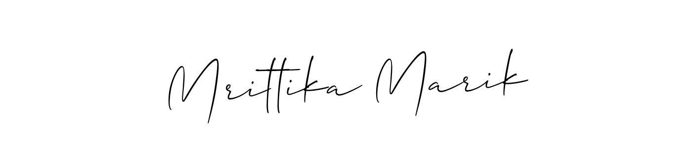 How to make Mrittika Marik name signature. Use Allison_Script style for creating short signs online. This is the latest handwritten sign. Mrittika Marik signature style 2 images and pictures png