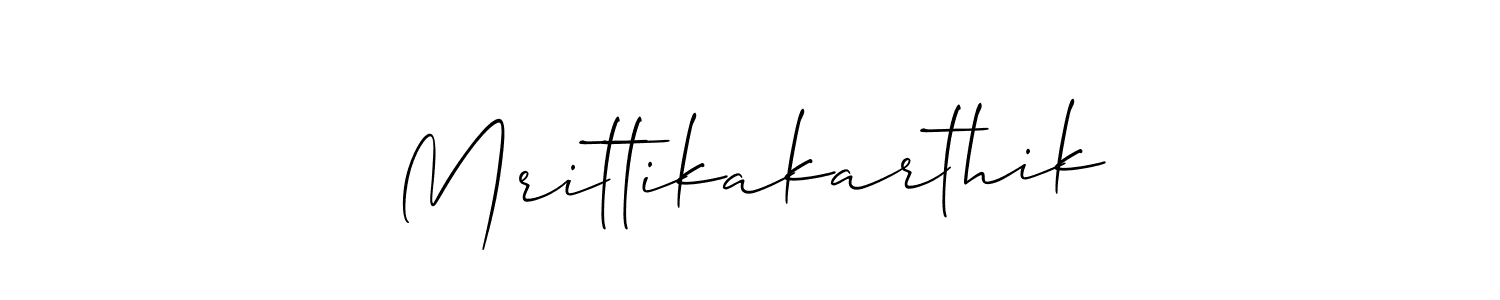 if you are searching for the best signature style for your name Mrittikakarthik. so please give up your signature search. here we have designed multiple signature styles  using Allison_Script. Mrittikakarthik signature style 2 images and pictures png