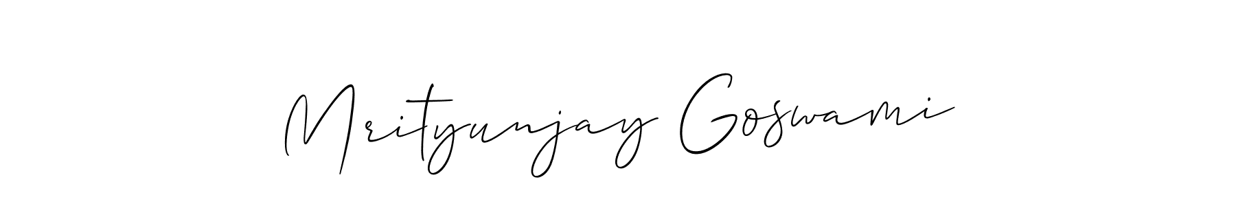 if you are searching for the best signature style for your name Mrityunjay Goswami. so please give up your signature search. here we have designed multiple signature styles  using Allison_Script. Mrityunjay Goswami signature style 2 images and pictures png