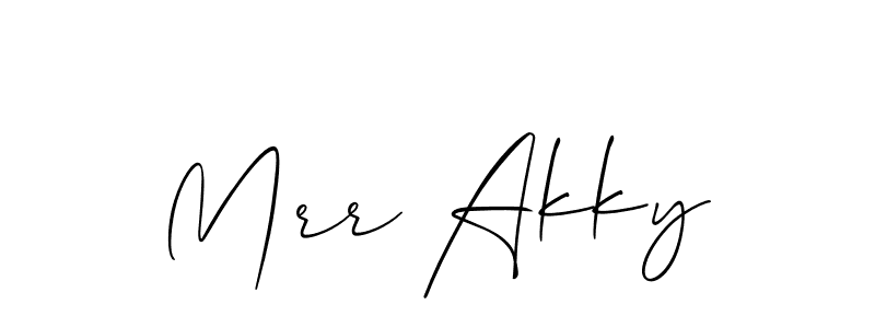 Create a beautiful signature design for name Mrr Akky. With this signature (Allison_Script) fonts, you can make a handwritten signature for free. Mrr Akky signature style 2 images and pictures png