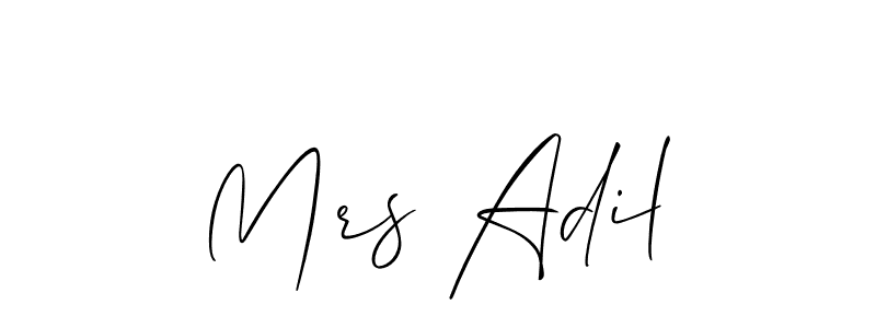 Similarly Allison_Script is the best handwritten signature design. Signature creator online .You can use it as an online autograph creator for name Mrs Adil. Mrs Adil signature style 2 images and pictures png