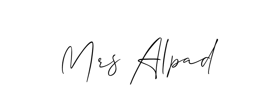 It looks lik you need a new signature style for name Mrs Alpad. Design unique handwritten (Allison_Script) signature with our free signature maker in just a few clicks. Mrs Alpad signature style 2 images and pictures png