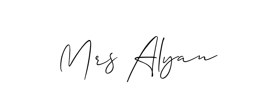 Also we have Mrs Alyan name is the best signature style. Create professional handwritten signature collection using Allison_Script autograph style. Mrs Alyan signature style 2 images and pictures png