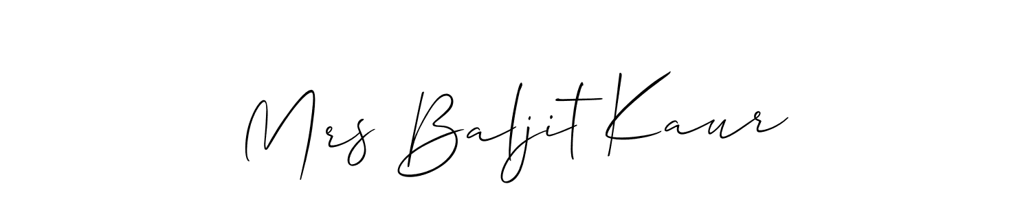 Design your own signature with our free online signature maker. With this signature software, you can create a handwritten (Allison_Script) signature for name Mrs Baljit Kaur. Mrs Baljit Kaur signature style 2 images and pictures png