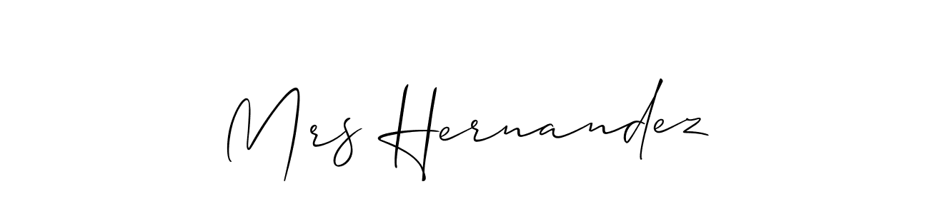 The best way (Allison_Script) to make a short signature is to pick only two or three words in your name. The name Mrs Hernandez include a total of six letters. For converting this name. Mrs Hernandez signature style 2 images and pictures png