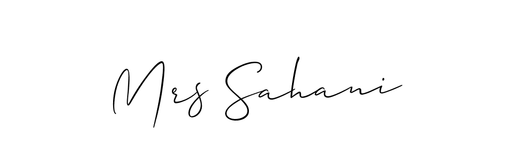 How to Draw Mrs Sahani signature style? Allison_Script is a latest design signature styles for name Mrs Sahani. Mrs Sahani signature style 2 images and pictures png
