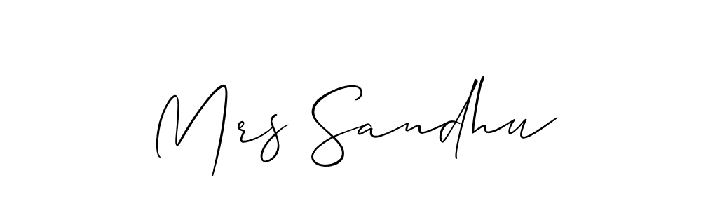 if you are searching for the best signature style for your name Mrs Sandhu. so please give up your signature search. here we have designed multiple signature styles  using Allison_Script. Mrs Sandhu signature style 2 images and pictures png