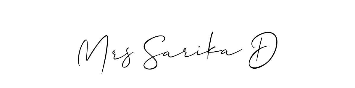 Once you've used our free online signature maker to create your best signature Allison_Script style, it's time to enjoy all of the benefits that Mrs Sarika D name signing documents. Mrs Sarika D signature style 2 images and pictures png