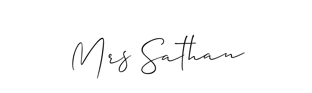 Allison_Script is a professional signature style that is perfect for those who want to add a touch of class to their signature. It is also a great choice for those who want to make their signature more unique. Get Mrs Sathan name to fancy signature for free. Mrs Sathan signature style 2 images and pictures png