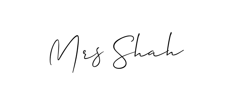 Allison_Script is a professional signature style that is perfect for those who want to add a touch of class to their signature. It is also a great choice for those who want to make their signature more unique. Get Mrs Shah name to fancy signature for free. Mrs Shah signature style 2 images and pictures png