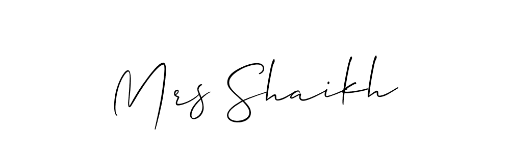 You should practise on your own different ways (Allison_Script) to write your name (Mrs Shaikh) in signature. don't let someone else do it for you. Mrs Shaikh signature style 2 images and pictures png