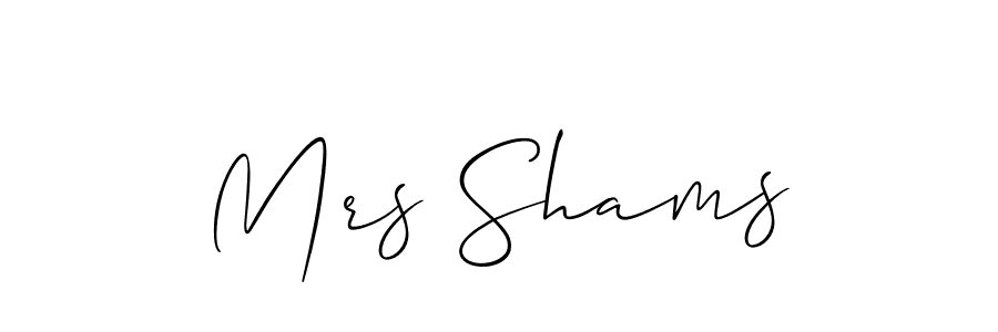 Check out images of Autograph of Mrs Shams name. Actor Mrs Shams Signature Style. Allison_Script is a professional sign style online. Mrs Shams signature style 2 images and pictures png