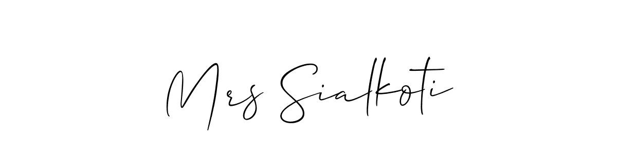 This is the best signature style for the Mrs Sialkoti name. Also you like these signature font (Allison_Script). Mix name signature. Mrs Sialkoti signature style 2 images and pictures png