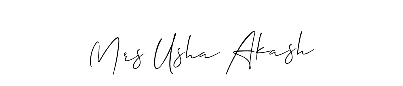 Design your own signature with our free online signature maker. With this signature software, you can create a handwritten (Allison_Script) signature for name Mrs Usha Akash. Mrs Usha Akash signature style 2 images and pictures png