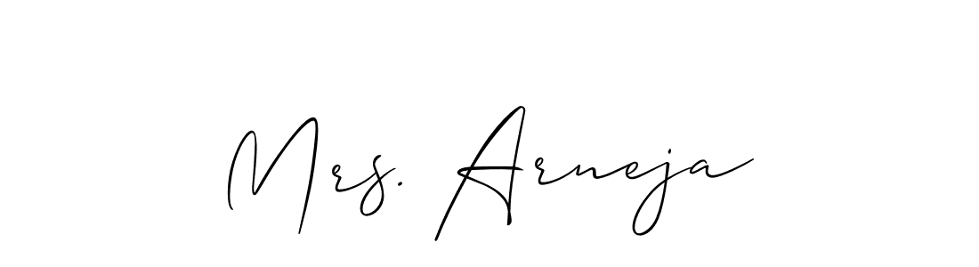 How to make Mrs. Arneja signature? Allison_Script is a professional autograph style. Create handwritten signature for Mrs. Arneja name. Mrs. Arneja signature style 2 images and pictures png
