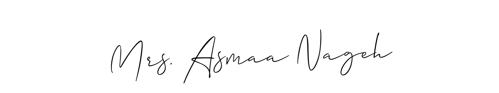 How to make Mrs. Asmaa Nageh name signature. Use Allison_Script style for creating short signs online. This is the latest handwritten sign. Mrs. Asmaa Nageh signature style 2 images and pictures png