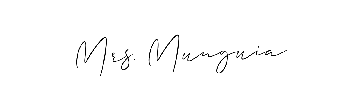 Similarly Allison_Script is the best handwritten signature design. Signature creator online .You can use it as an online autograph creator for name Mrs. Munguia. Mrs. Munguia signature style 2 images and pictures png