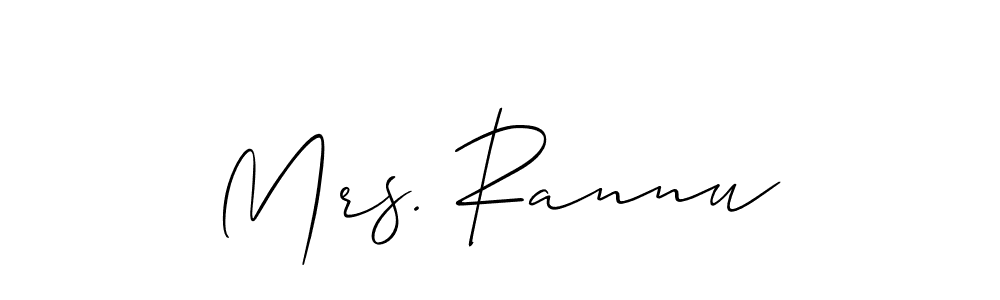 Make a short Mrs. Rannu signature style. Manage your documents anywhere anytime using Allison_Script. Create and add eSignatures, submit forms, share and send files easily. Mrs. Rannu signature style 2 images and pictures png