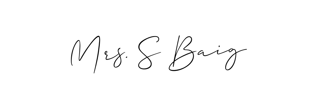 Make a short Mrs. S Baig signature style. Manage your documents anywhere anytime using Allison_Script. Create and add eSignatures, submit forms, share and send files easily. Mrs. S Baig signature style 2 images and pictures png