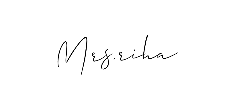 Use a signature maker to create a handwritten signature online. With this signature software, you can design (Allison_Script) your own signature for name Mrs.riha. Mrs.riha signature style 2 images and pictures png