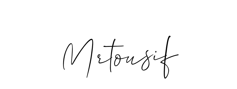 How to Draw Mrtousif signature style? Allison_Script is a latest design signature styles for name Mrtousif. Mrtousif signature style 2 images and pictures png