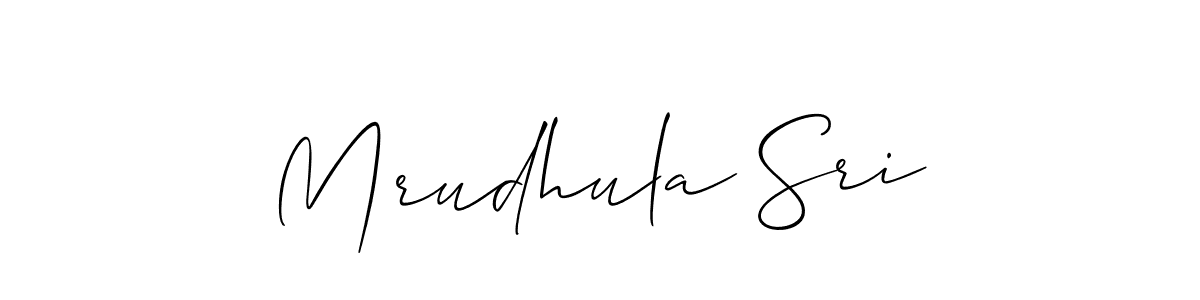 How to make Mrudhula Sri signature? Allison_Script is a professional autograph style. Create handwritten signature for Mrudhula Sri name. Mrudhula Sri signature style 2 images and pictures png