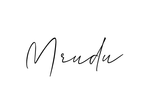 Create a beautiful signature design for name Mrudu. With this signature (Allison_Script) fonts, you can make a handwritten signature for free. Mrudu signature style 2 images and pictures png