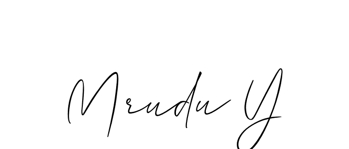 Allison_Script is a professional signature style that is perfect for those who want to add a touch of class to their signature. It is also a great choice for those who want to make their signature more unique. Get Mrudu Y name to fancy signature for free. Mrudu Y signature style 2 images and pictures png