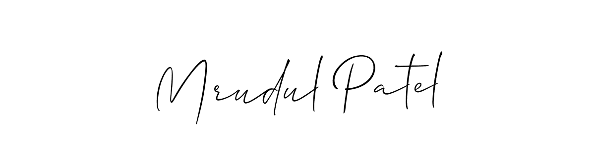The best way (Allison_Script) to make a short signature is to pick only two or three words in your name. The name Mrudul Patel include a total of six letters. For converting this name. Mrudul Patel signature style 2 images and pictures png