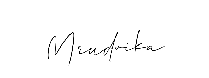 Use a signature maker to create a handwritten signature online. With this signature software, you can design (Allison_Script) your own signature for name Mrudvika. Mrudvika signature style 2 images and pictures png
