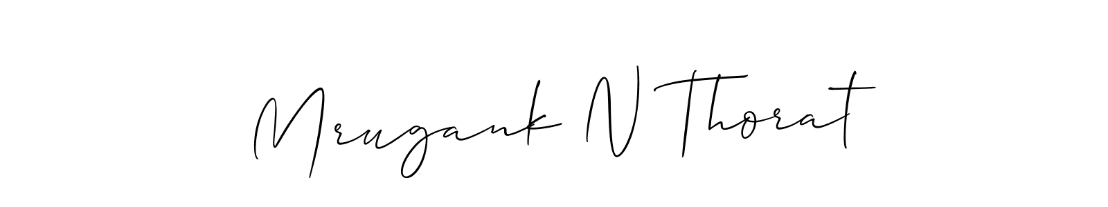 How to make Mrugank N Thorat name signature. Use Allison_Script style for creating short signs online. This is the latest handwritten sign. Mrugank N Thorat signature style 2 images and pictures png