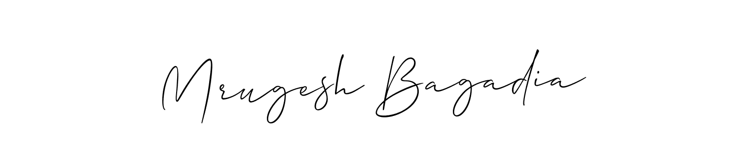 Create a beautiful signature design for name Mrugesh Bagadia. With this signature (Allison_Script) fonts, you can make a handwritten signature for free. Mrugesh Bagadia signature style 2 images and pictures png