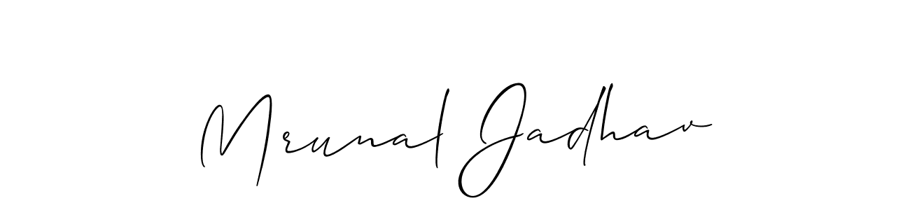 The best way (Allison_Script) to make a short signature is to pick only two or three words in your name. The name Mrunal Jadhav include a total of six letters. For converting this name. Mrunal Jadhav signature style 2 images and pictures png