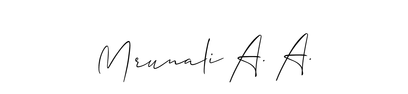 Also You can easily find your signature by using the search form. We will create Mrunali A. A. name handwritten signature images for you free of cost using Allison_Script sign style. Mrunali A. A. signature style 2 images and pictures png