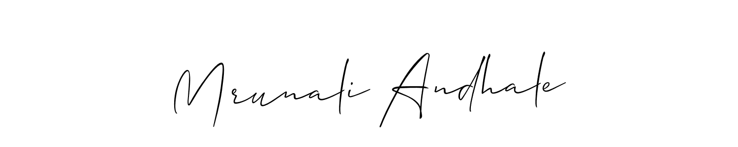 You should practise on your own different ways (Allison_Script) to write your name (Mrunali Andhale) in signature. don't let someone else do it for you. Mrunali Andhale signature style 2 images and pictures png