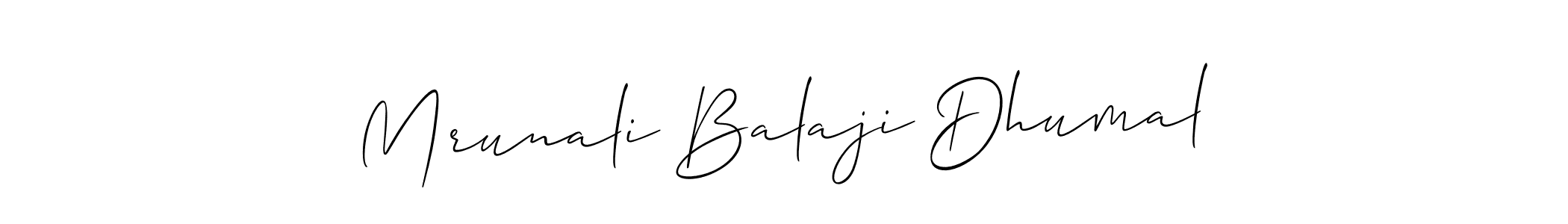 How to Draw Mrunali Balaji Dhumal signature style? Allison_Script is a latest design signature styles for name Mrunali Balaji Dhumal. Mrunali Balaji Dhumal signature style 2 images and pictures png